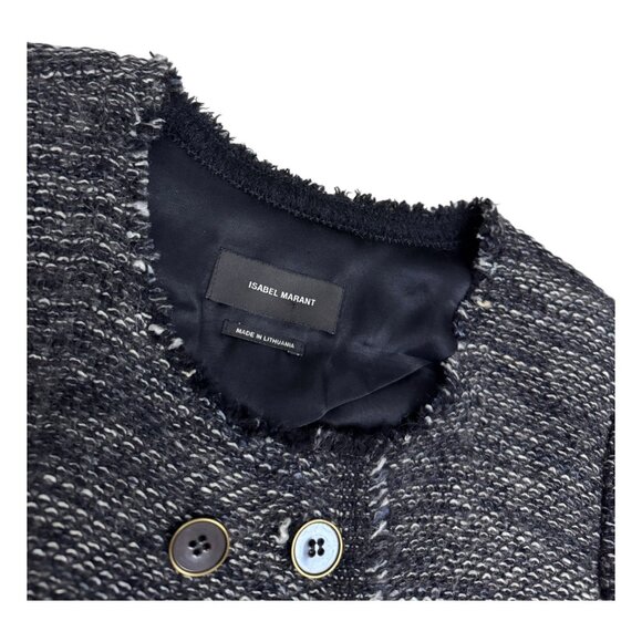 ISABEL MARANT Tweed Knit Virgin Wool Luxury Designer Blazer Jacket Womens XS - Picture 2 of 5